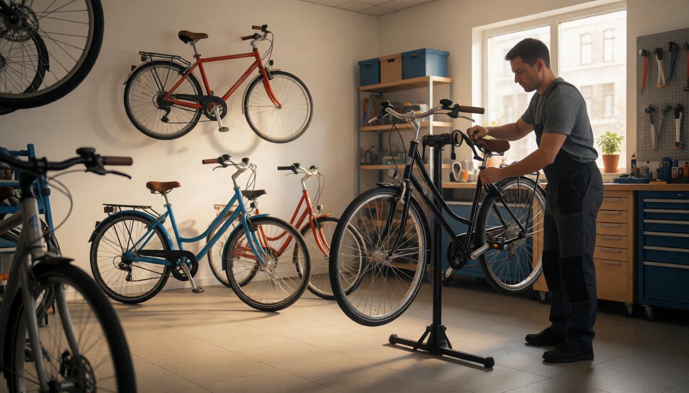 Bicycle repairs with clear inspection